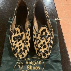 Belgian loafers shoes 7.5 leopard animal print